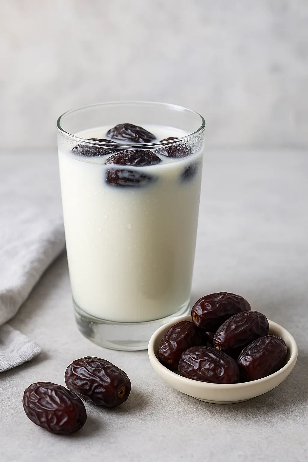 Soaked Ajwa Dates in cold milk